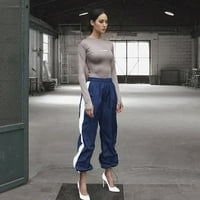 Hosszú nadrág Női Női divatos Hip-Hop fényvisszaverő varrás Laza lábú nadrág nadrág Kék Xxl