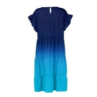 Női nyári ruhák plusz méretű ruhák fodros Fit & Flare ruha Kék L