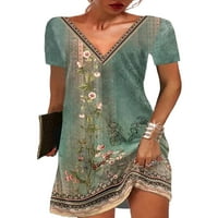 Rejlun női nyári strand Sundress Rövid ujjú Mini ruha virágos nyomtatott ruhák Női Kaftan Travel Red 3XL