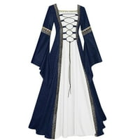KaLI_store alkalmi ruhák Női Női Virágmintás V nyakú fodros Hem Lámpás Hosszú ujjú Midi ruha Navy, XL