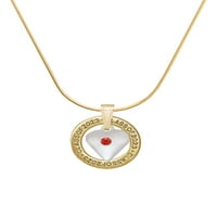 Delight ékszerek Silvertone nagy július-piros kristály szív arany-tone osztály gyűrű nyaklánc, 18