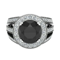 14k fehér arany nagy fekete gyémánt eljegyzési gyűrűk kerek vágott Halo diamond javaslat Gyűrűk 4. karátos