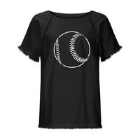 Usmixi Női felsők nyári Rövid ujjú Crewneck Baseball Nyomtatás póló Laza Puha pamut vászon Divat címer Pulóver Blúzok