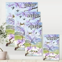 ART Designart madarak cseresznye ág hagyományos vászon fal művészeti nyomtatás. szélesre. magas