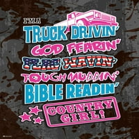 Vidéki lány teherautó vezetés hazafi Amerikai Motivációs Idézet Biblia vallási jel hűvös fali dekoráció Art Print poszter