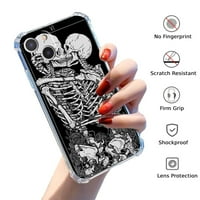 Csontváz szerelmeseinek tok iPhone 13, esztétikai Art Design minta Puha teljes TPU lökhárító fedél