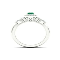 Imperial drágakő sterling ezüst smaragd vágás smaragdot készített és fehér zafír Halo női eljegyzési gyűrűt készített