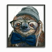 Stupell Home Dekor Industries Modern Sloth Vicces Animal Portré rajzkeretes fal művészet, Melissa Symons