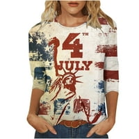 Jsezml július 4 Hüvely felsők Női Crewneck laza Fit hazafias ingek Dressy alkalmi Ünnep pólók