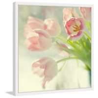 Rózsaszín tulipán csokor keretes festmény nyomtatás