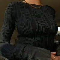 Női ingek őszi-téli hosszú ujjú Kerek nyakkivágással Poliészter divat ingek Fekete M