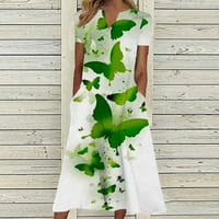 Női Sundresses nyári alkalmi női ruhák Rakott Fit & Flare esküvői ruha zöld 3XL