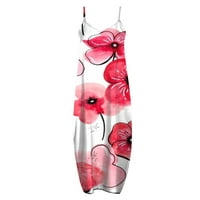Zunfeo női nyári ruhák-alkalmi Maxi ruha Flash Pick Újdonságok V nyakú ujjatlan Camisole ruha nyomtatott ruha Clearance