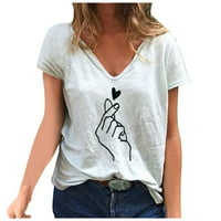 amousa Női Alkalmi Divat Nyári V-nyakú póló Nyomtatott Rövid ujjú felsők pólók Női ingek