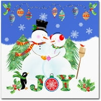 Védjegy képzőművészet Karácsonyi hóember vászon művészet Lisa Powell Braun