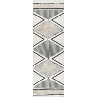 Nuloom Atlee kézzel szőtt texturált bozontos Pamut futó szőnyeg, 2' 8', Bézs