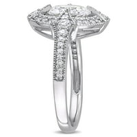 Miabella 1- Carat T.G.W. Létrehozta a fehér zafírot és a carat t.w. Gyémánt sterling ezüst eljegyzési gyűrű