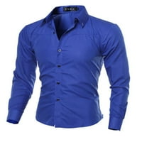 Century férfi Hosszú ujjú gombos ingek szilárd Slim Fit Alkalmi üzleti hivatalos irodai ruha ing Royal blue M
