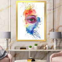 Designart 'A szem részlete a szivárványszínű arccikkekben' bohém és eklektikus keretes művészeti nyomtatás