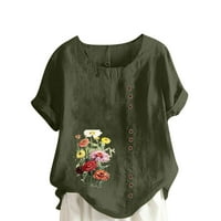 Gaecuw Túlméretezett vászon ingek Női blúzok rövid ujjú pólók rendszeres illeszkedésű Pulóver pólók pólók Virágmintás