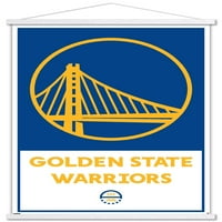 Golden State Warriors-Logo fali poszter fa mágneses kerettel, 22.375 34