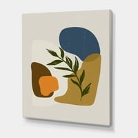 Designart 'Zöld levél botanikus minimalista formákkal' Modern vászon fali művészete