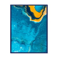 Absztrakt márványkompozíció narancssárga és kék III keretes festmény vászon art nyomtatás