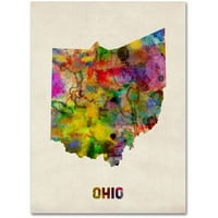 Védjegy Szépművészet Ohio Map Canvas Wall Art készítette: Michael Tompsett