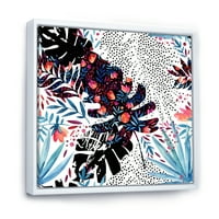 Absztrakt trópusi virágos patchwork i keretes festmény vászon art nyomtatás