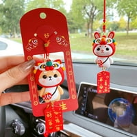 Anvazise autó medál gyöngyökkel biztonsági plakett kínai stílusú zsinór autó visszapillantó tükör kutya nyuszi dísz