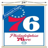 Philadelphia 76ers-Logo fali poszter fa mágneses kerettel, 22.375 34