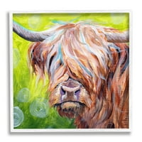 Stupell Industries élénk hegyvidéki szarvasmarha vidéki mezőgazdasági állatok festménye Festés Fehér keretes művészeti