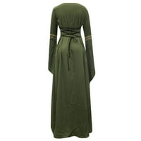 Vintage ruhák Női Alkalmi Hosszú ujjú Splicing szilárd gótikus Cosplay ruha csipke-up Színes blokk középkori hosszú
