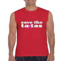 Arti-férfi grafikus póló ujjatlan, akár férfi méret 3XL-Save the Tatas