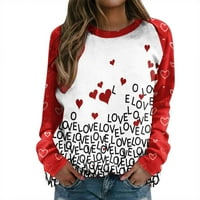 PhoneSoap Női Valentin-napi nyomtatás Crewneck Hosszú ujjú pulóver blúz alkalmi pulóver felsők piros