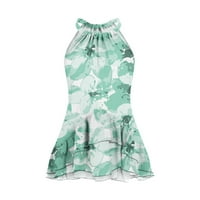Cotonie Tank Top női nyári Flora nyomtatási kötőfék ujjatlan felsők rakott fodros Puff Hem Cami ingek