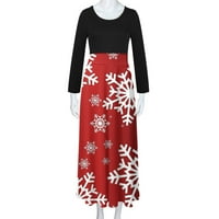 Homecoming ruhák női Molett méretű karácsonyi nyomtatás Hosszú ujjú Kerek nyakú boka hosszú ruha kötőfék nyak csíkos