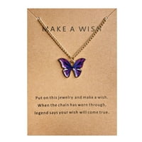 Valentin-napi ajándék színes pillangó medál kártya nyaklánc egyrétegű nyaklánc pillangó nyaklánc lánc ékszerek nőknek