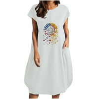 Clearance-Sale nyári ruhák nőknek Molett méretű rövid ujjú nyomtatás digitális nyomtatás ruha Kerek nyakú Midi Fit