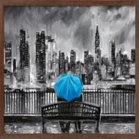 Moreno-Képzőművészet-Kék Esernyő Fali Poszter, 14.725 22.375 Keretes