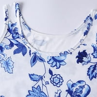 Női Flowy virágos ruha alkalmi Ujjatlan pántok Legénység nyak Smocked Swing Midi ruha nyári szezonális trend