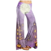 BallsFHK Női Divat Halloween nyomtatás alkalmi kiszélesedő zsinóros nadrág széles lábú nadrág