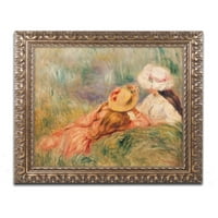 Védjegy Képzőművészet Fiatal lányok a víz by the Water Canvas Art készítette: Pierre Renoir, arany díszes keret
