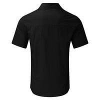 Puawkoer férfi nyári Hawaii szilárd ing rövid ujjú dupla zseb kapcsolja le gallér gomb ing Férfi ruházat XL fekete