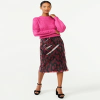 Scoop A női texturált kábel kötött pulóver