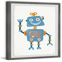 Marmont Hill Happy Blue Robot keretes fali művészet, 8.00 1,50
