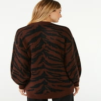 Scoop női zebra nyomtatott tunika pulóver