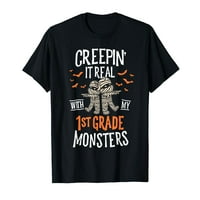 Creepin ez igazi az 1. osztály szörnyek Halloween tanár póló