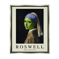 Stupell Industries vicces idegen lány Roswell NM Travel és helyek festmény szürke úszó keretes művészeti nyomtatási