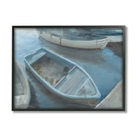 Stupell dokkolt Docky Boat Boat Coastal Pier tájfestés Fekete keretes művészeti nyomtatási fal művészet